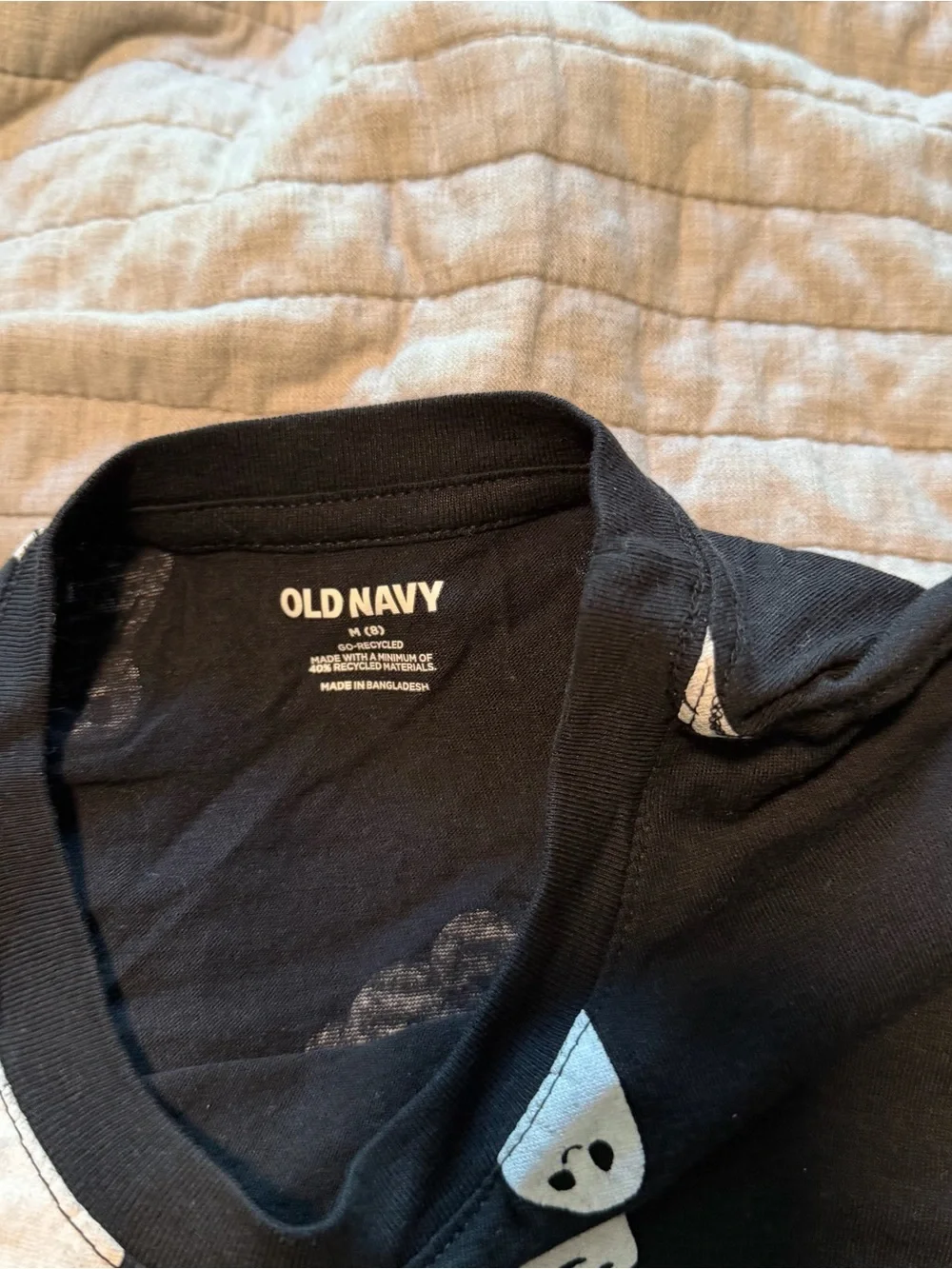 NWOT Old Navy Black Tee with White Ghost Pattern
